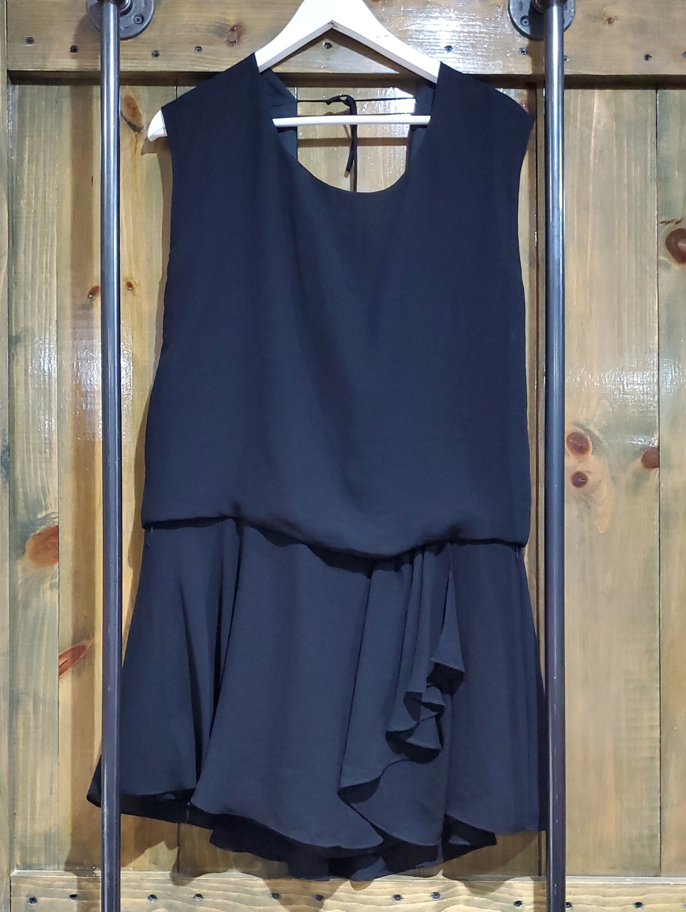 Zara Little Black Dress Sleeveless Ruffle Flowy Lined Party Night club Drama
